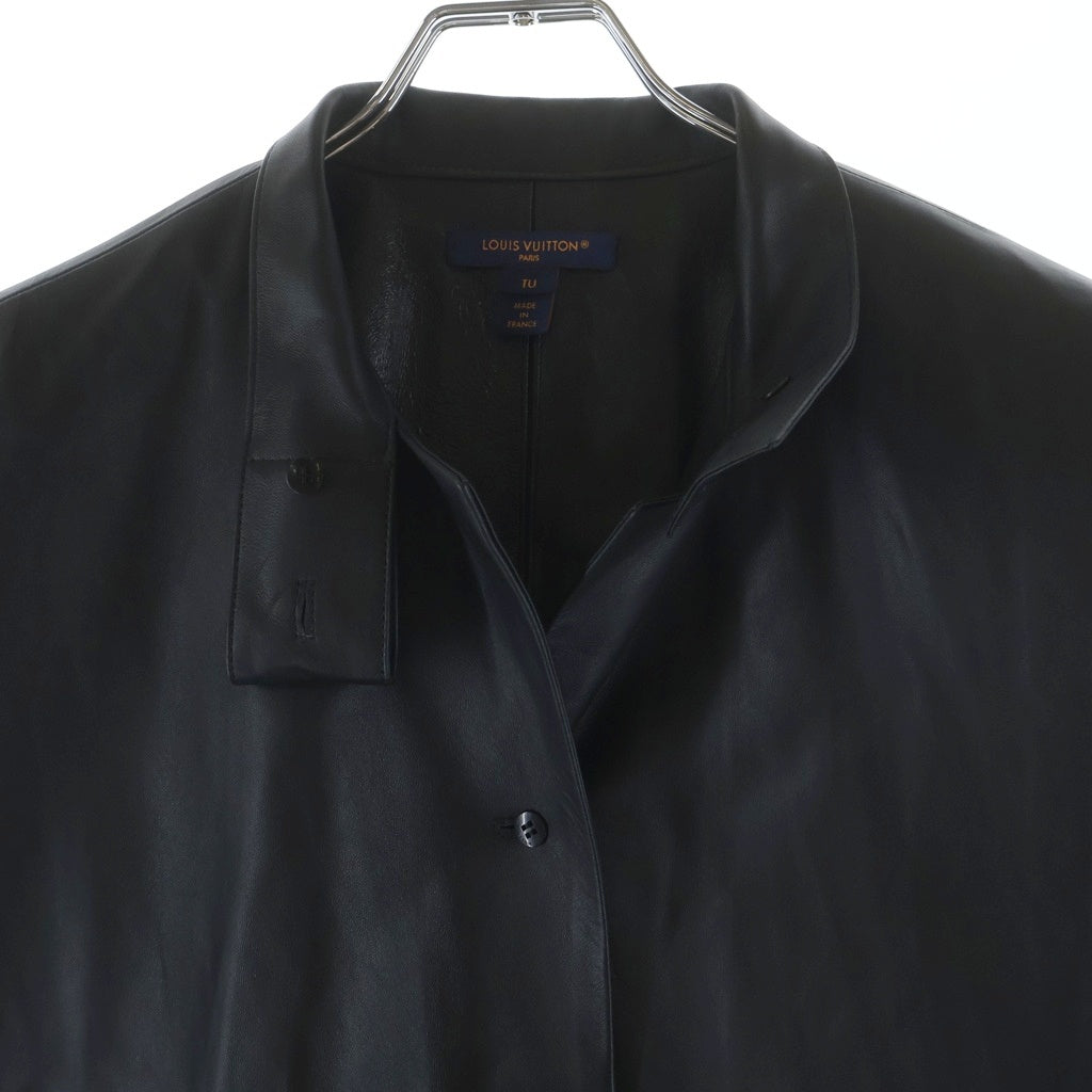 LOUIS VUITTON(ルイヴィトン) フロントボタン レザー 半袖シャツ ブラック RW251 WB MCX FSLB98