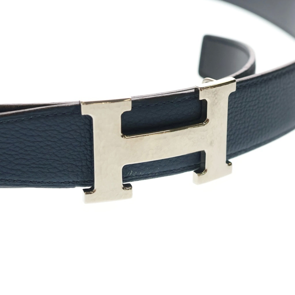 HERMES(エルメス) Hバックル コンスタンス マルトレ シルバー金具 リバーシブルレザーベルト シルバー/ネイビー/ブラック A刻印