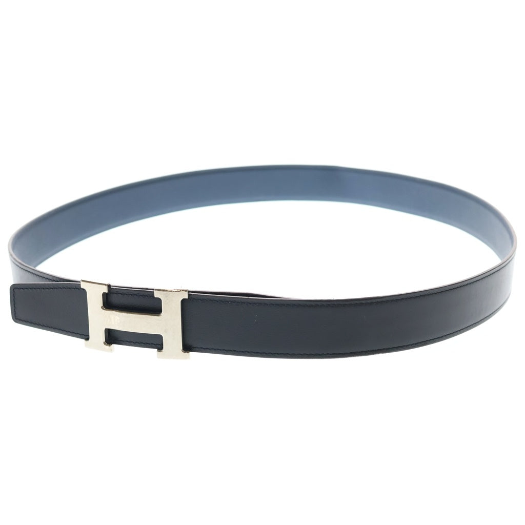 HERMES(エルメス) Hバックル コンスタンス マルトレ シルバー金具 リバーシブルレザーベルト シルバー/ネイビー/ブラック A刻印