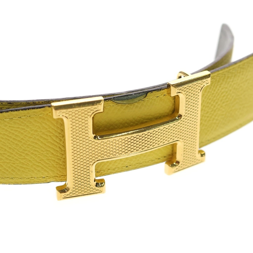 HERMES(エルメス) Hバックル コンスタンス ゴールド金具 リバーシブルレザーベルト ゴールド/イエロー/グレー G刻印 レディース