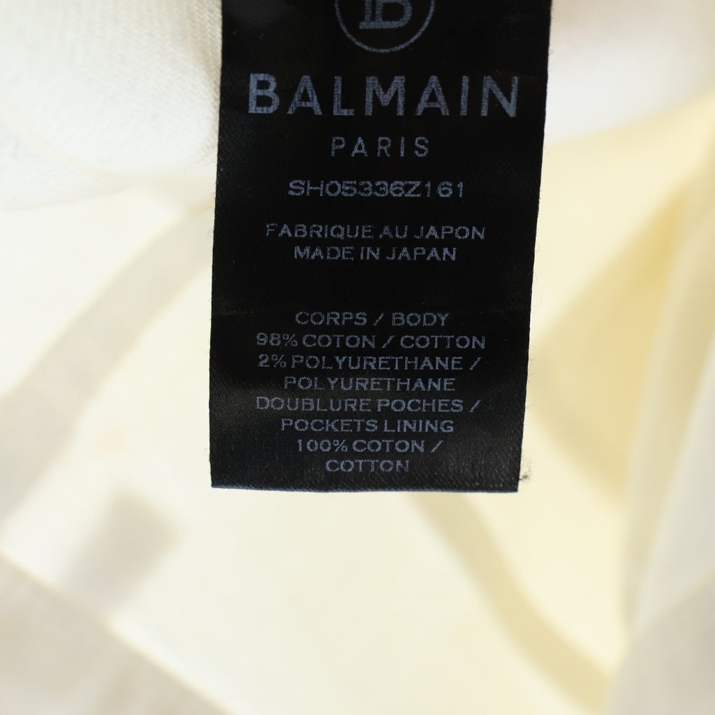 BALMAIN(バルマン) ダメージ加工 バイカーボタンフライスキニーデニムパンツ ホワイト SH05336Z161