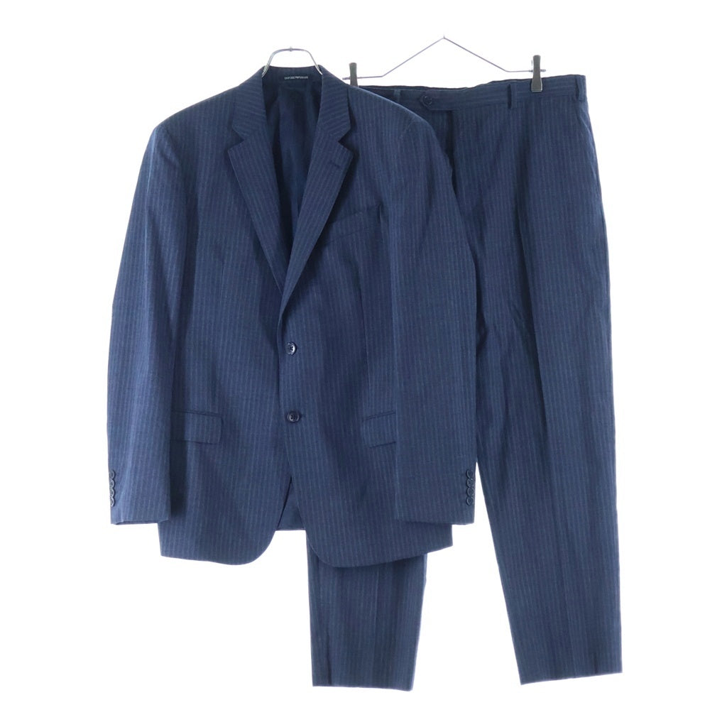EMPORIO ARMANI(エンポリオアルマーニ) ストライプ シングルブレスト テーラードジャケット セットアップスーツ ネイビー