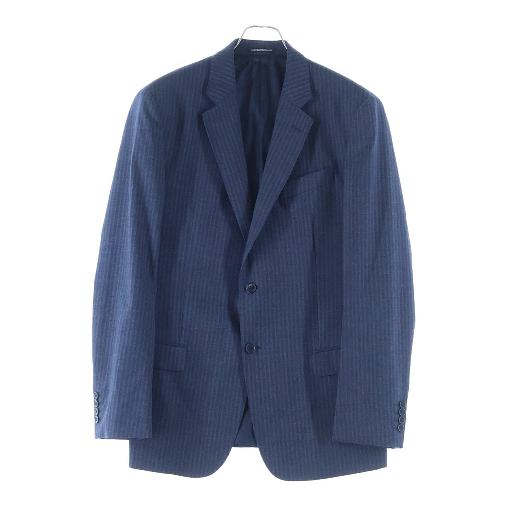 EMPORIO ARMANI(エンポリオアルマーニ) ストライプ シングルブレスト テーラードジャケット セットアップスーツ ネイビー