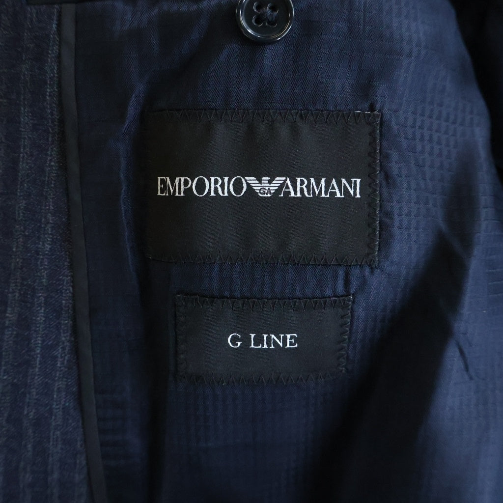 EMPORIO ARMANI(エンポリオアルマーニ) ストライプ シングルブレスト テーラードジャケット セットアップスーツ ネイビー