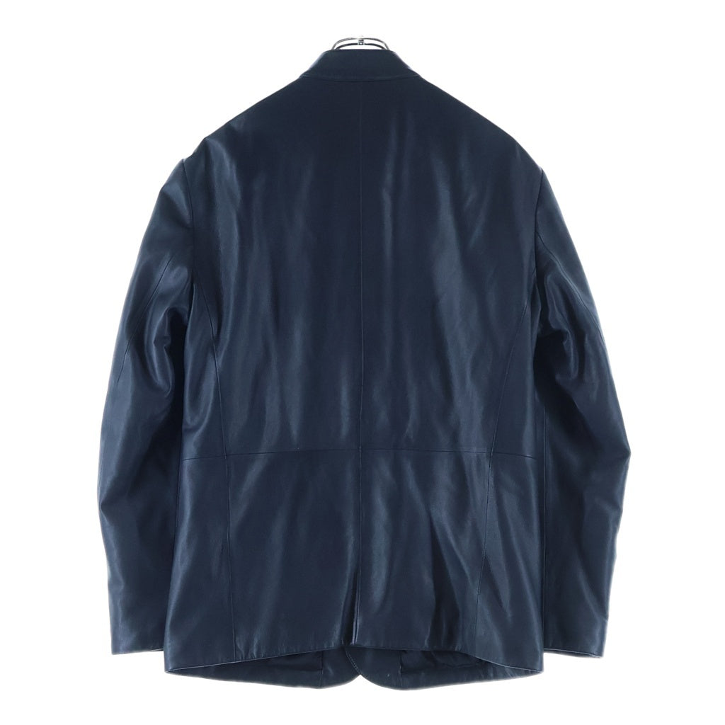 EMPORIO ARMANI(エンポリオアルマーニ) スタンドカラー レザー ジップアップジャケット ネイビー