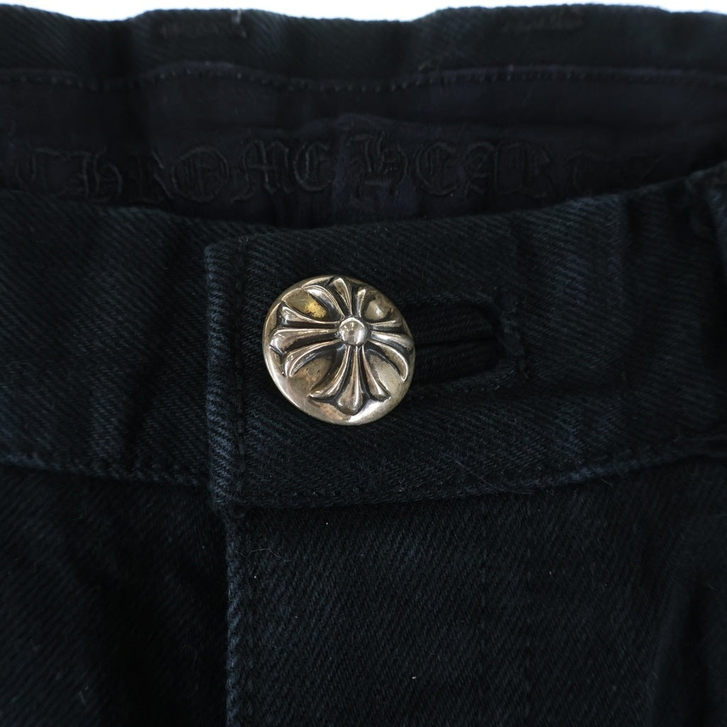 CHROME HEARTS(クロムハーツ) DNM PANTS CRS BTN クロスボールボタン フレアデニムパンツ ブラック