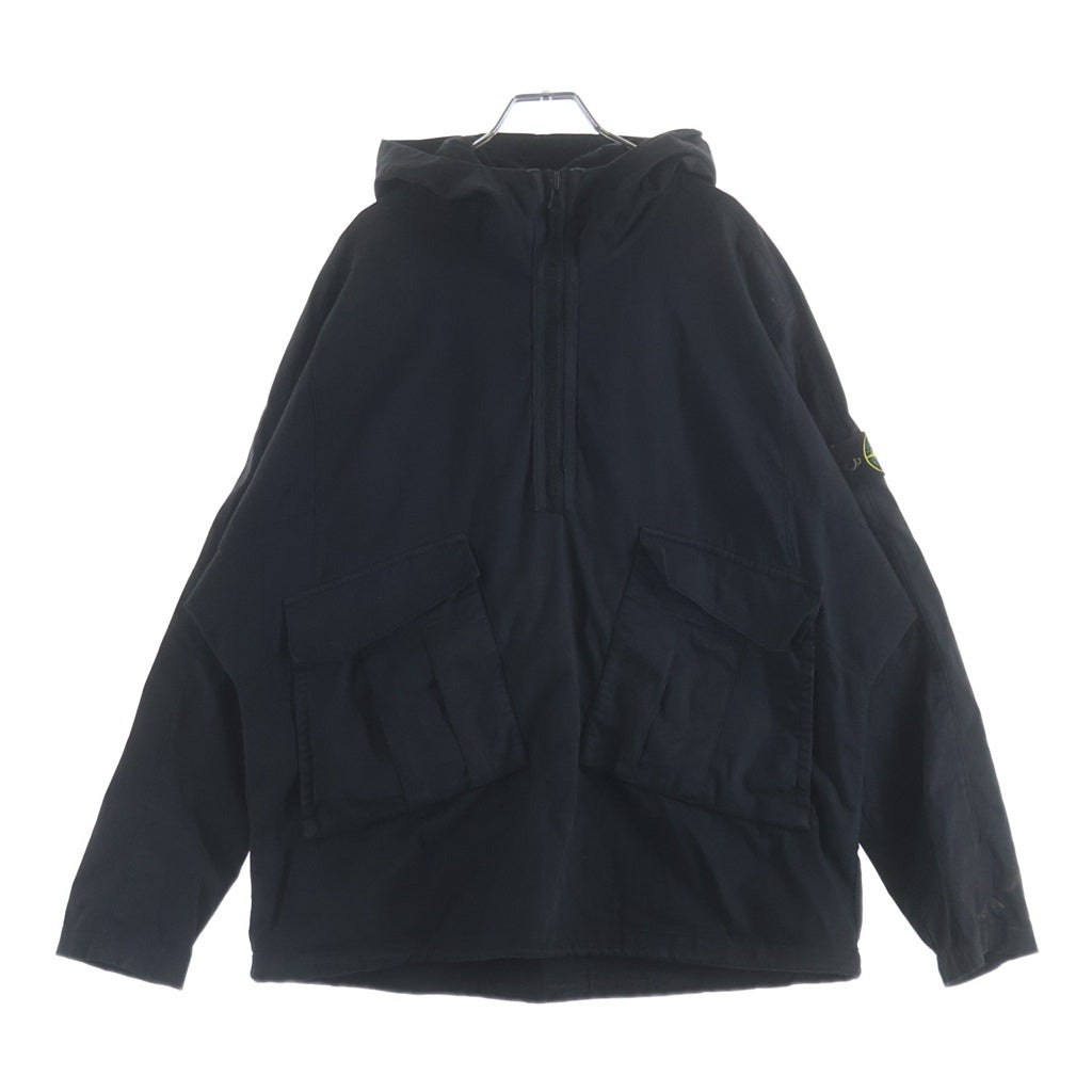 STONE ISLAND(ストーンアイランド) QUARTER ZIP POPOVER HOODED SMOCK ショルダーロゴワッペン クォータージップ プルオーバースモック ブラック 731510510