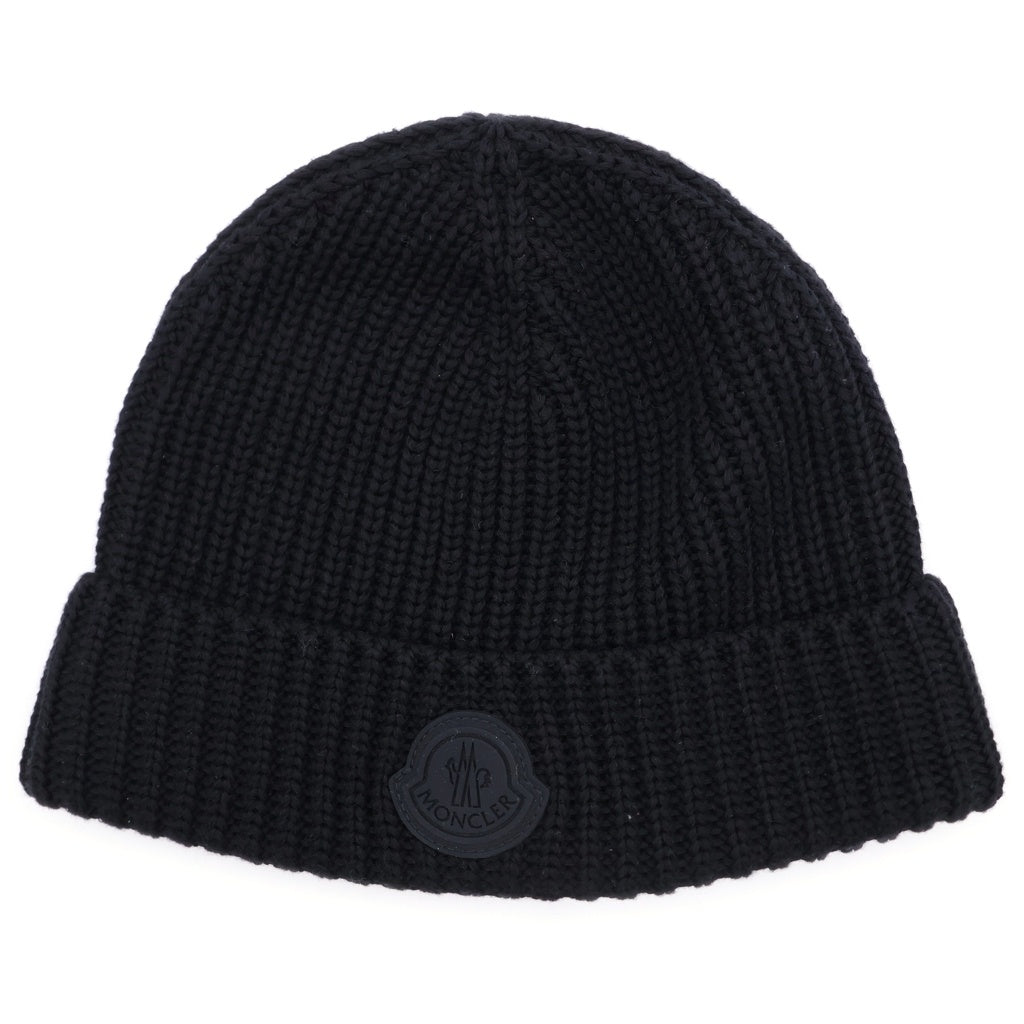 MONCLER(モンクレール) BERRETTO TRICOT HAT フロントロゴ ビーニー ニット帽 ブラック