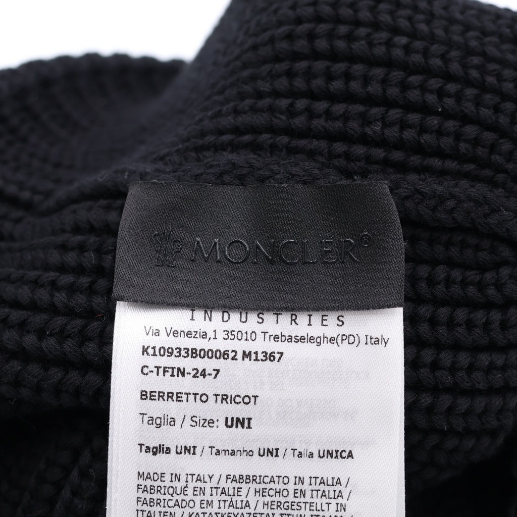 MONCLER(モンクレール) BERRETTO TRICOT HAT フロントロゴ ビーニー ニット帽 ブラック