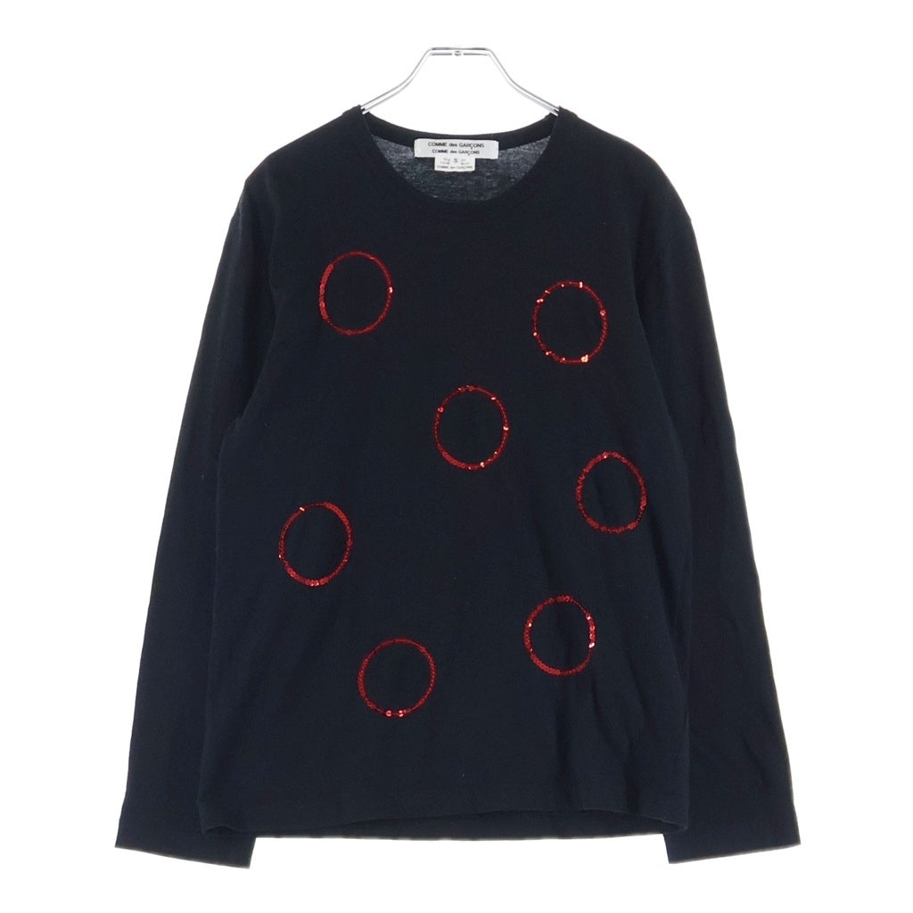 COMME des GARCONS COMME des GARCONS(コムデギャルソンコムデギャルソン) 24AW スパンコール装飾 クルーネック長袖Tシャツカットソー レディース ブラック RN-T002
