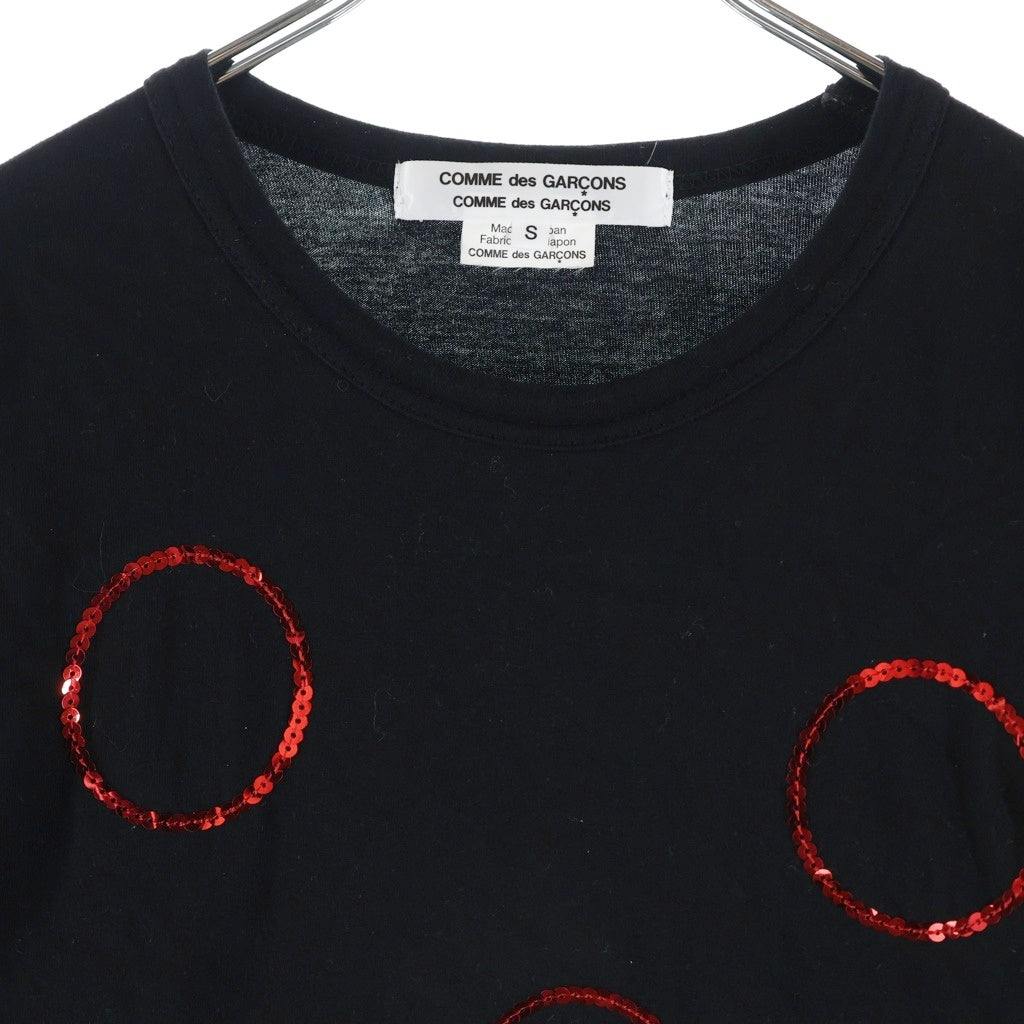COMME des GARCONS COMME des GARCONS(コムデギャルソンコムデギャルソン) 24AW スパンコール装飾 クルーネック長袖Tシャツカットソー レディース ブラック RN-T002