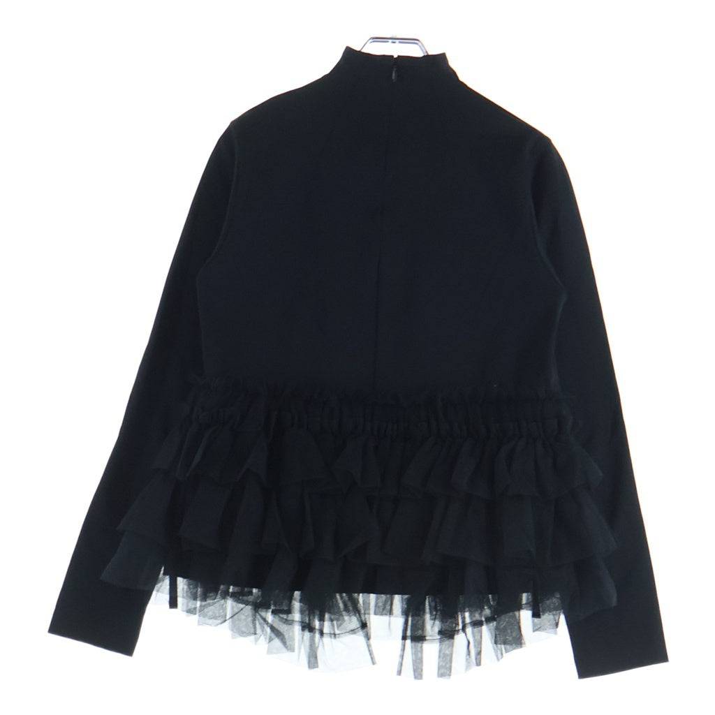 NOIR KEI NINOMIYA(ノワール ケイニノミヤ) 22SS ボトルネック長袖ナイロンフリルカットソー レディース ブラック 3I-T002