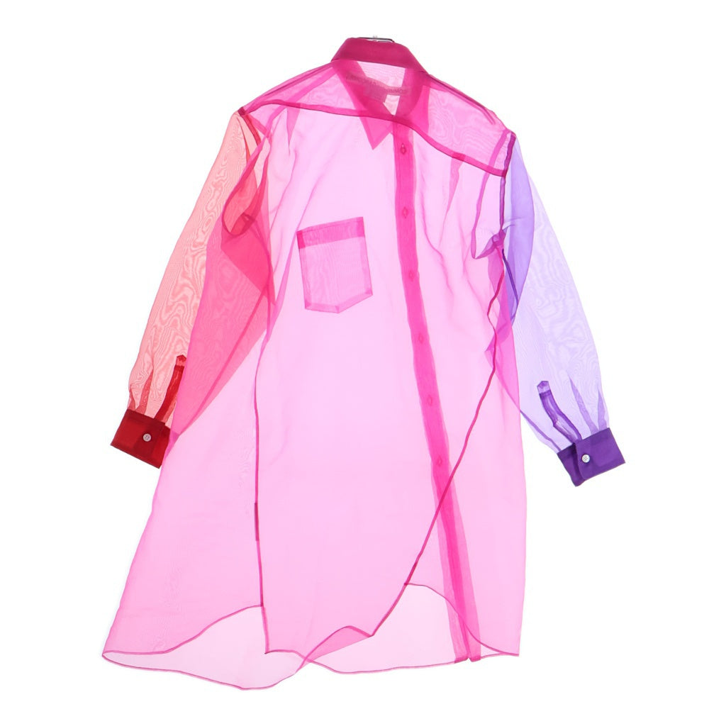 COMME des GARCONS(コムデギャルソン) 25SS シースルーデザイン ボタンダウン長袖シャツ レディース ピンク GO-B011