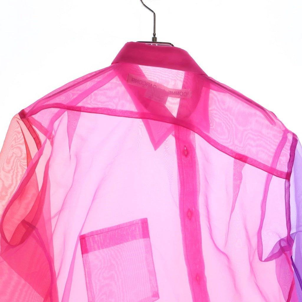 COMME des GARCONS(コムデギャルソン) 25SS シースルーデザイン ボタンダウン長袖シャツ レディース ピンク GO-B011