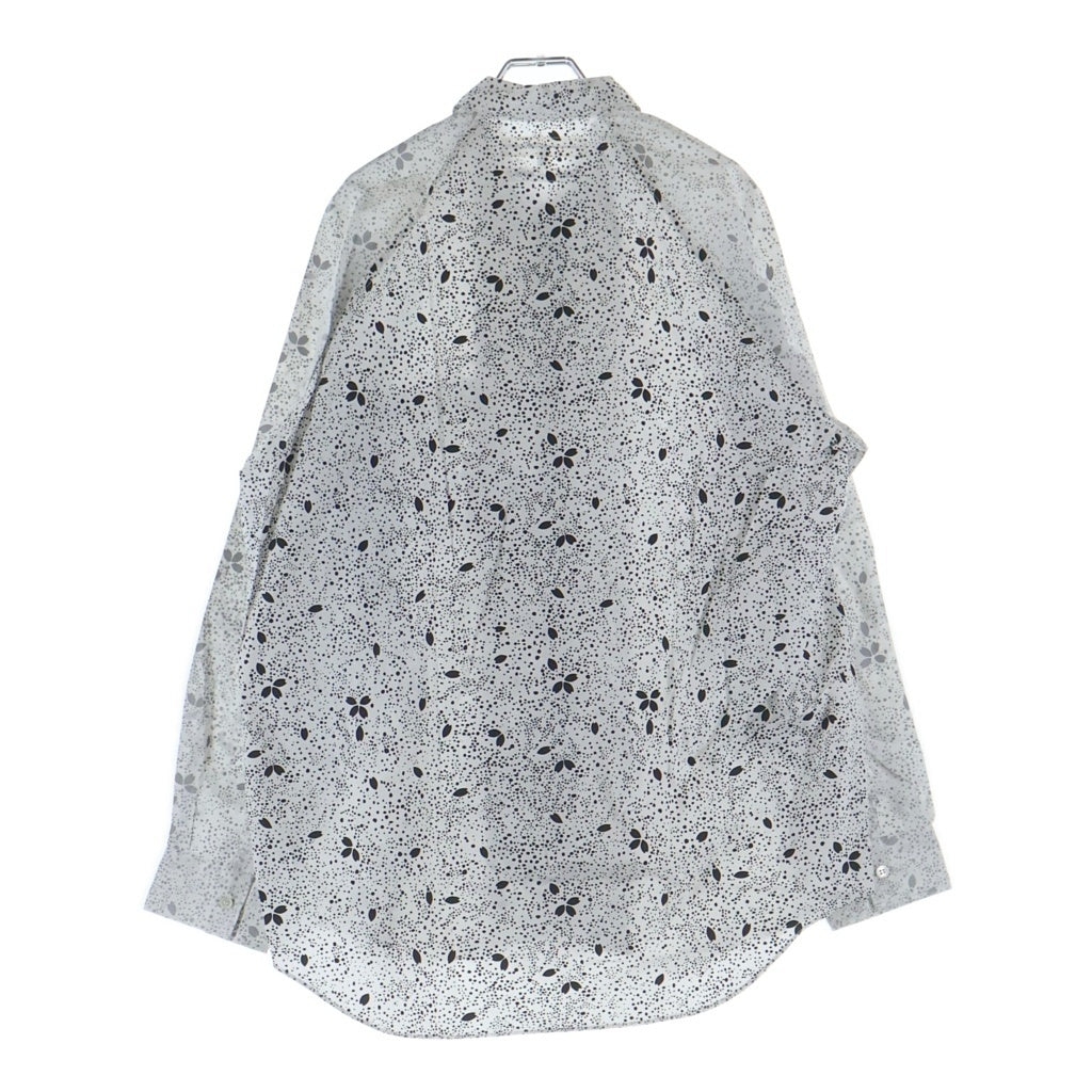 COMME des GARCONS SHIRT(コムデギャルソンシャツ) 袖切り替え 総柄フラワーデザイン ボダンダウン長袖シャツ ブラック/ホワイト W11011