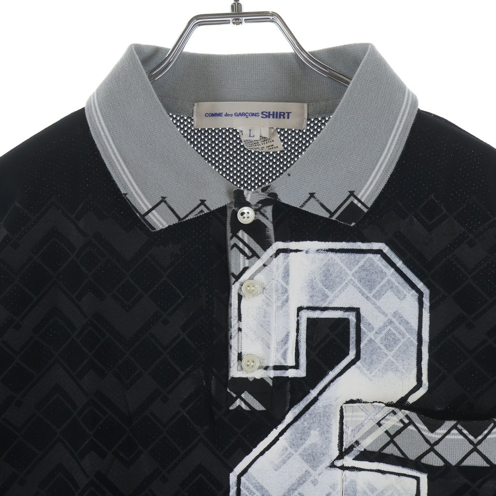 COMME des GARCONS SHIRT(コムデギャルソンシャツ) メッシュ切り替えデザイン 半袖ポロシャツ ブラック S13808