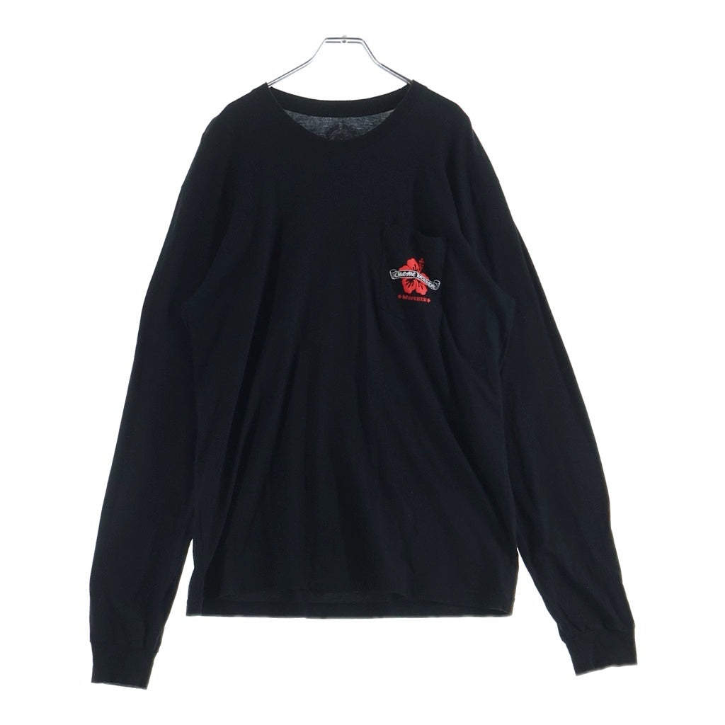 CHROME HEARTS(クロムハーツ) ホノルル限定 バックスクロール ハイビスカスプリント クルーネック長袖Tシャツカットソー ブラック