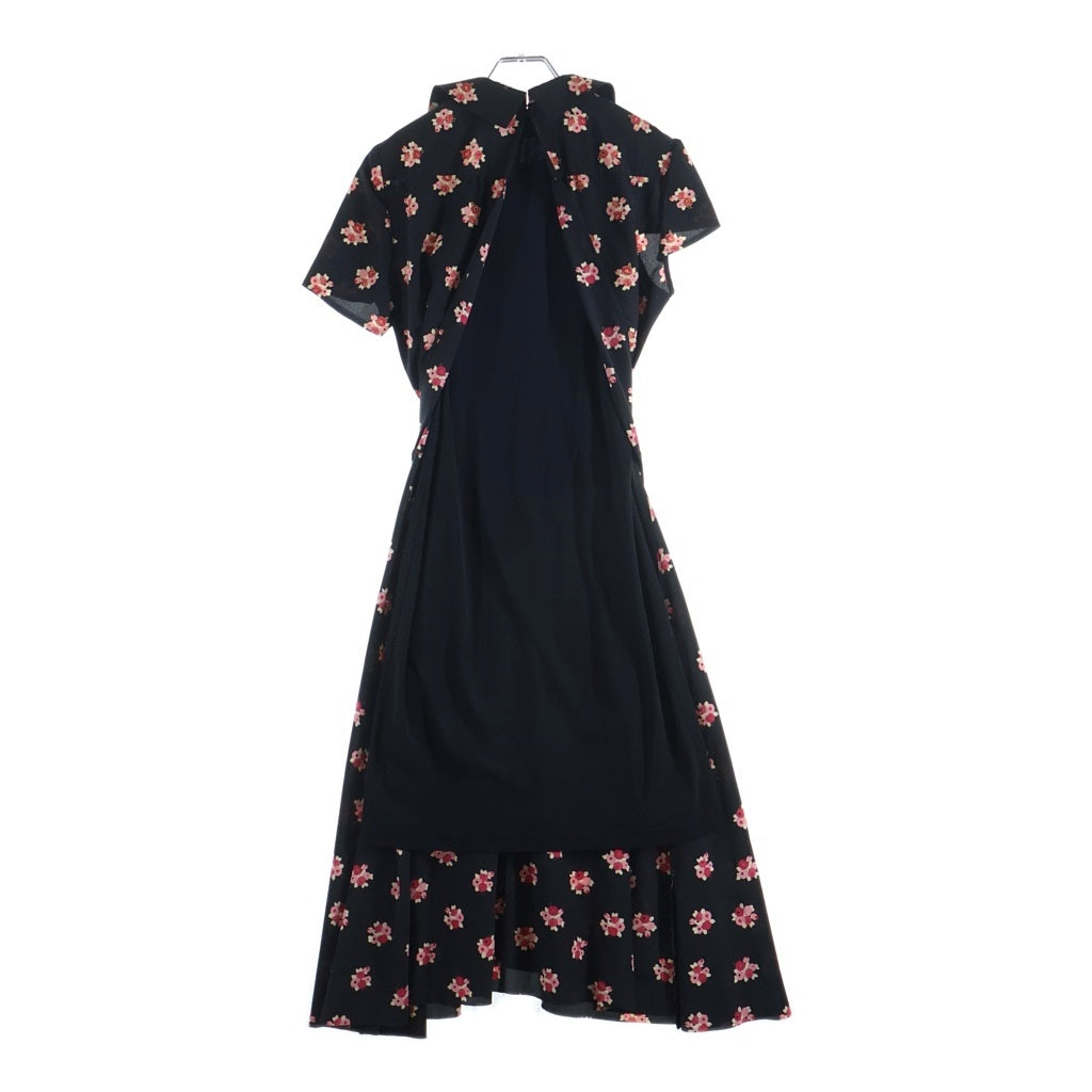 JUNYA WATANABE COMME des GARCONS(ジュンヤワタナベ コムデギャルソン) 17SS 総花柄 半袖開襟ワンピース レディース ブラック JS-O009