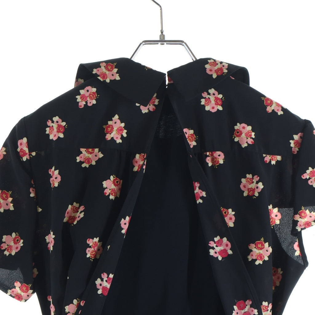 JUNYA WATANABE COMME des GARCONS(ジュンヤワタナベ コムデギャルソン) 17SS 総花柄 半袖開襟ワンピース レディース ブラック JS-O009