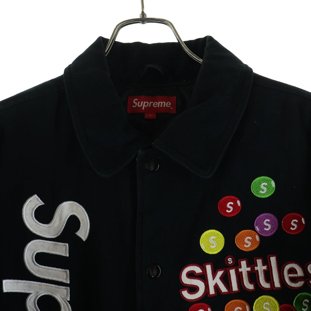 SUPREME(シュプリーム) 21AW ×MITCHELL&NESS ×Skittles ×ミッチェルアンドネス ×スキットルズ ロゴ刺繍パッチ 中綿バーシティージャケット マルチカラー