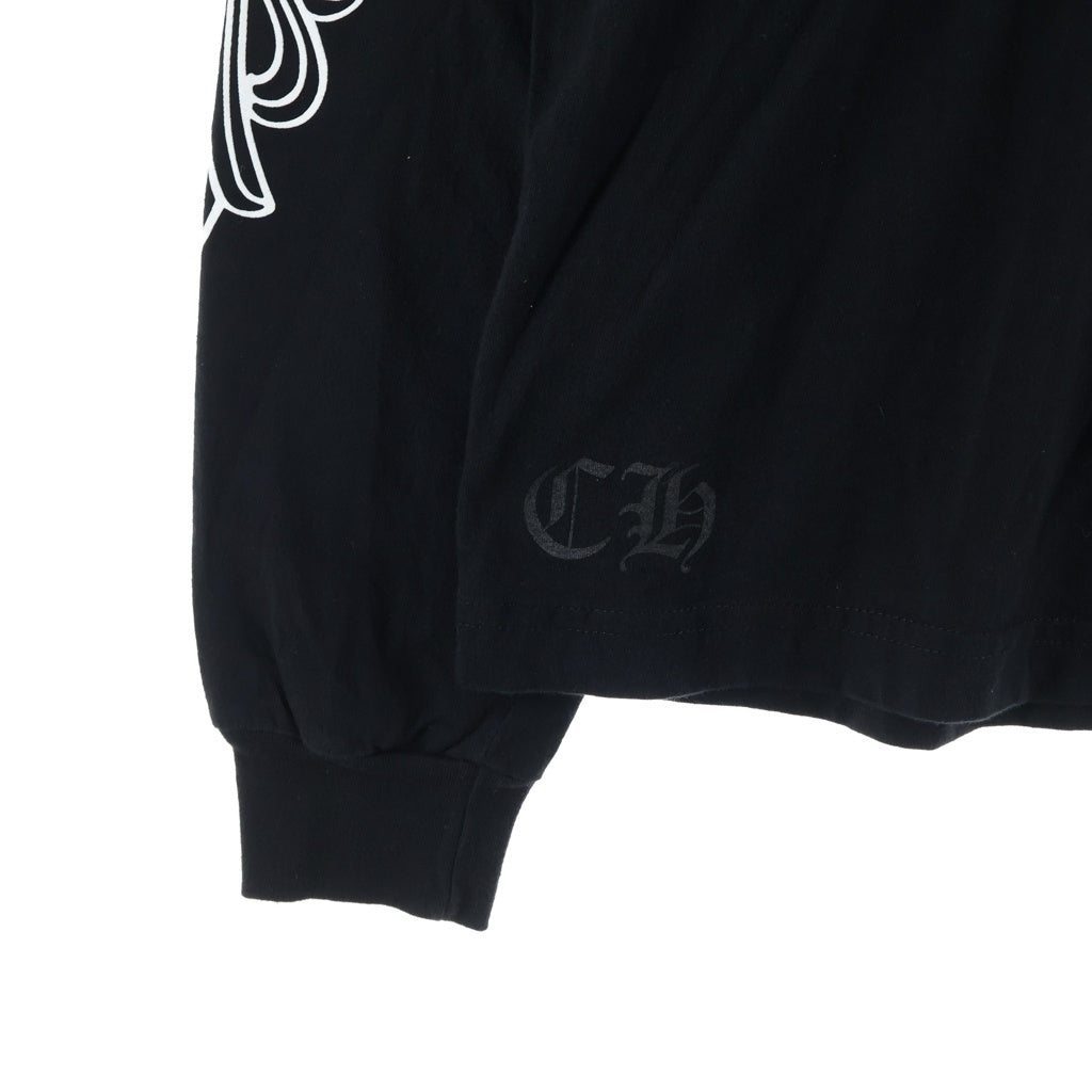 CHROME HEARTS(クロムハーツ) HORSESHOE L/S TEE バックホースシュー アームフローラル クルーネック長袖Tシャツカットソー ブラック