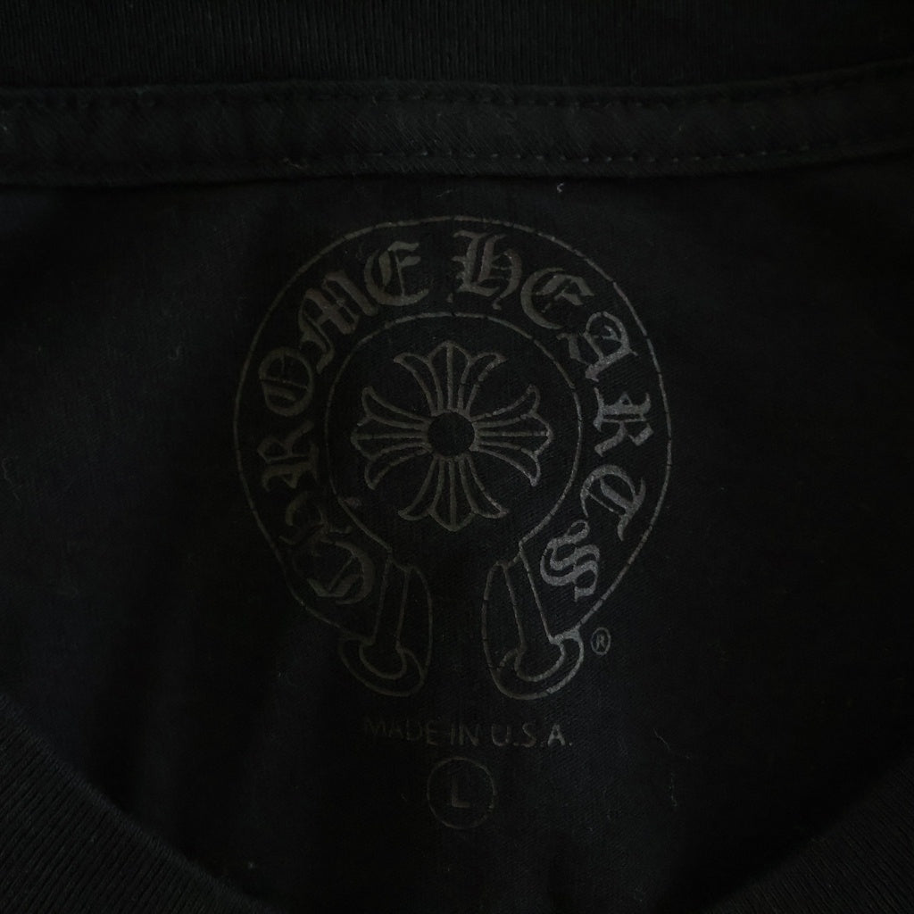 CHROME HEARTS(クロムハーツ) HORSESHOE L/S TEE バックホースシュー アームフローラル クルーネック長袖Tシャツカットソー ブラック