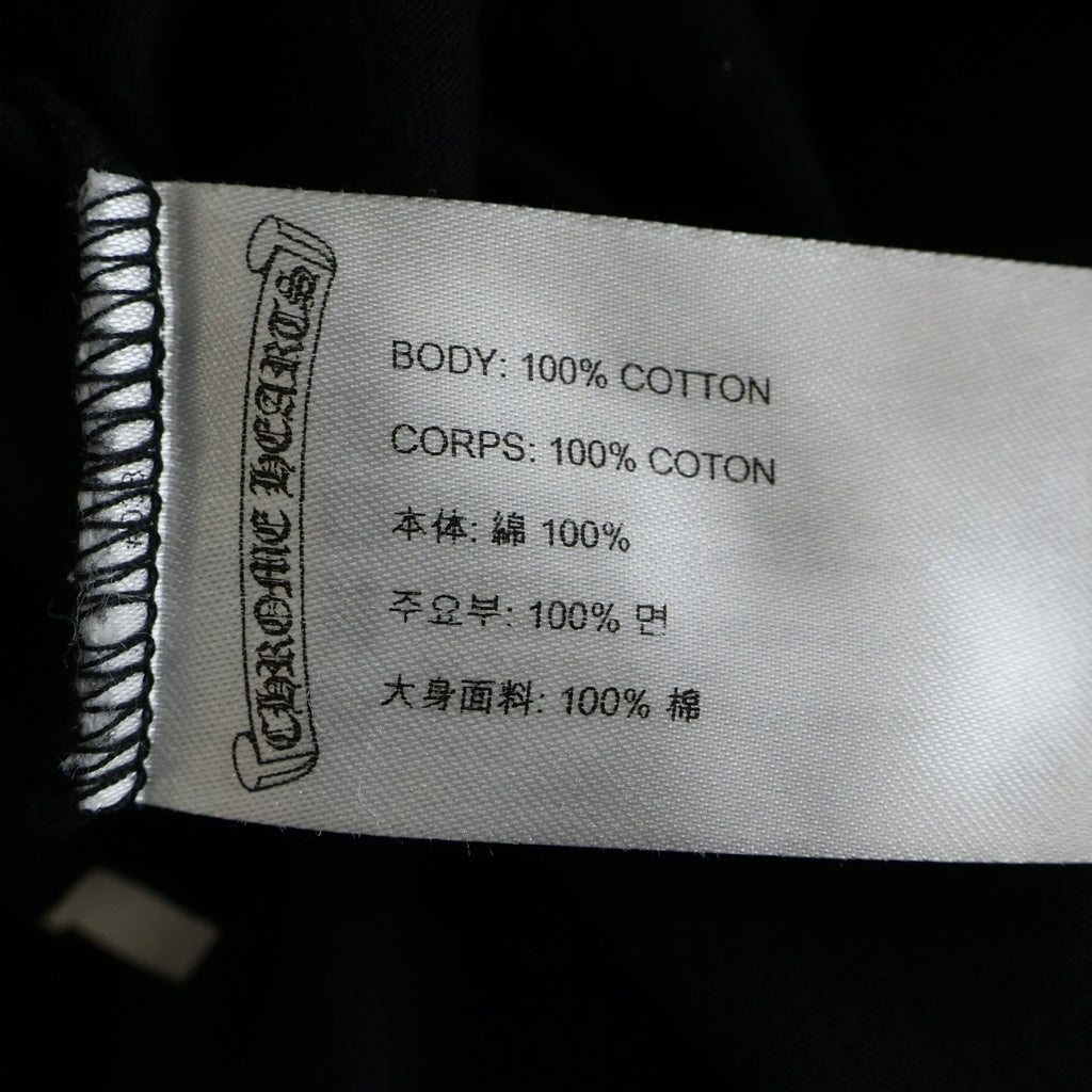 CHROME HEARTS(クロムハーツ) HORSESHOE L/S TEE バックホースシュー アームフローラル クルーネック長袖Tシャツカットソー ブラック