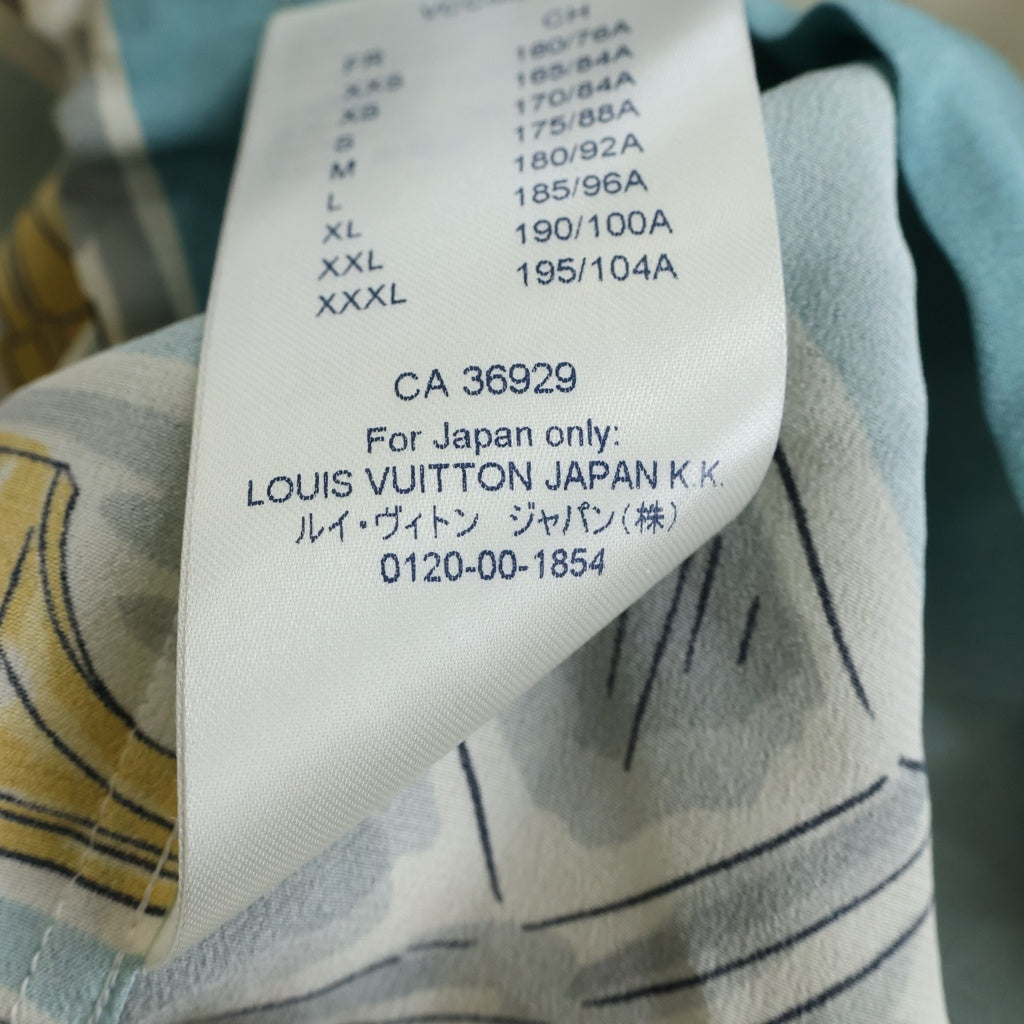 LOUIS VUITTON(ルイヴィトン) 19AW パジャマシャツ 総柄 長袖 シルクシャツ RM192 ORI HHS85W ブルー/ホワイト