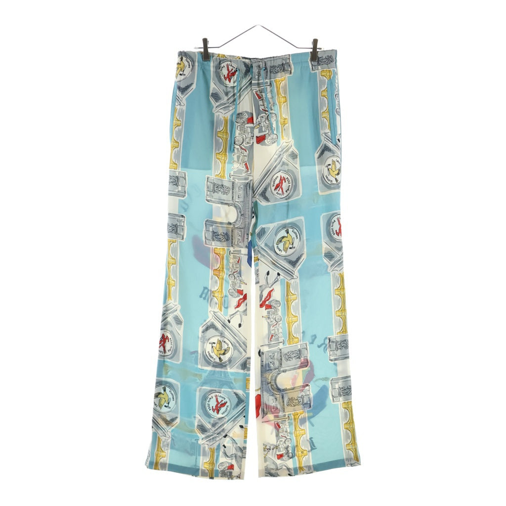 LOUIS VUITTON(ルイヴィトン) 19AW パジャマパンツ 総柄 シルクパンツ RM192 ORI HHP70W ブルー/ホワイト