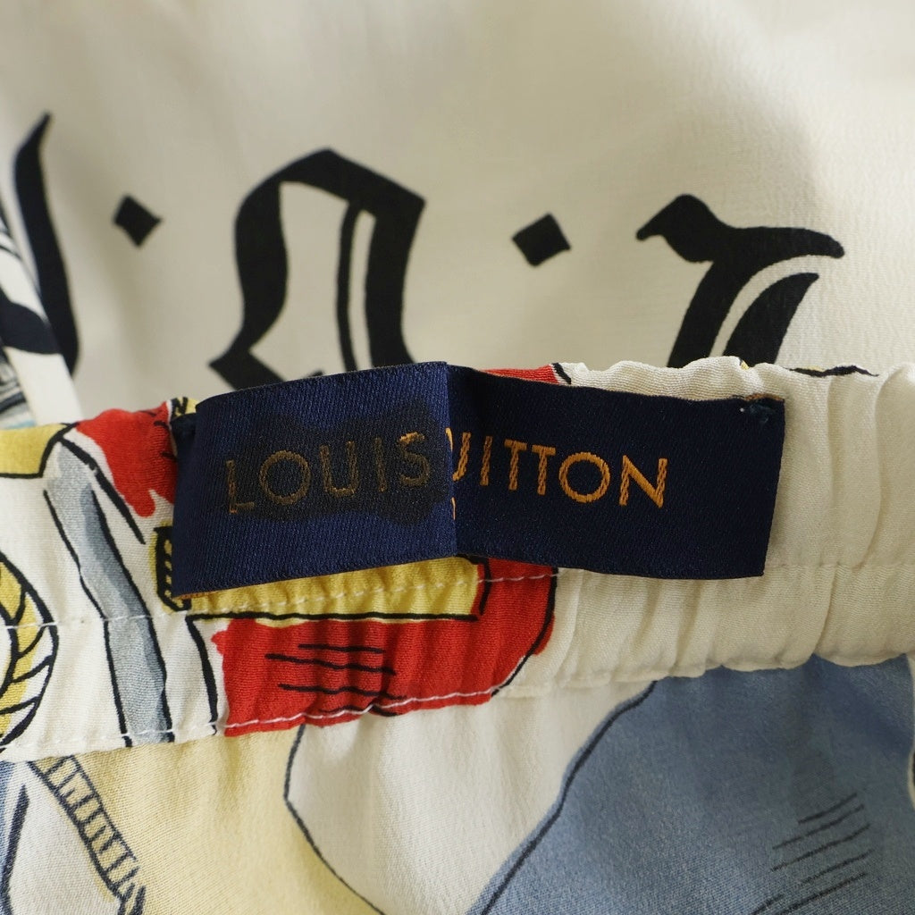 LOUIS VUITTON(ルイヴィトン) 19AW パジャマパンツ 総柄 シルクパンツ RM192 ORI HHP70W ブルー/ホワイト