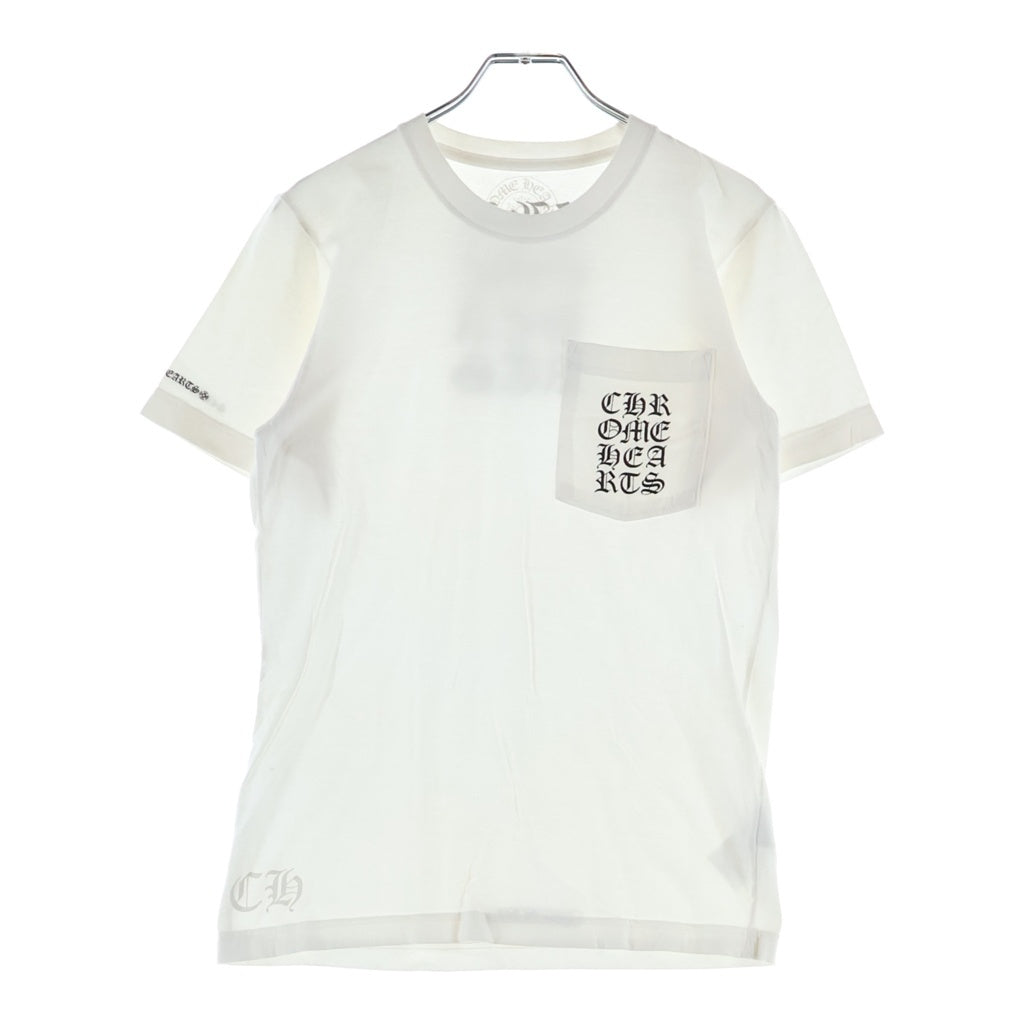 CHROME HEARTS(クロムハーツ) VERTICAL LOGO S/S TEE ヴァーティカルロゴ クルーネック半袖Tシャツカットソー ホワイト