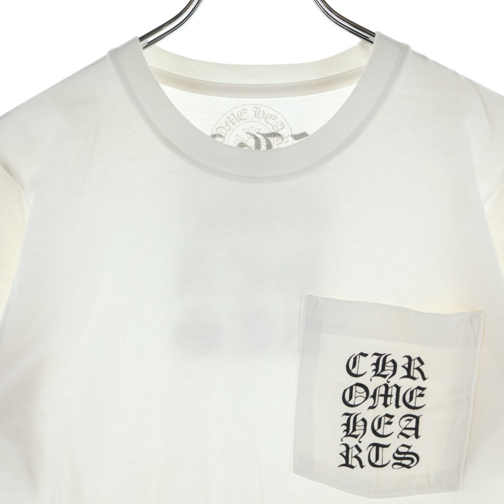 CHROME HEARTS(クロムハーツ) VERTICAL LOGO S/S TEE ヴァーティカルロゴ クルーネック半袖Tシャツカットソー ホワイト