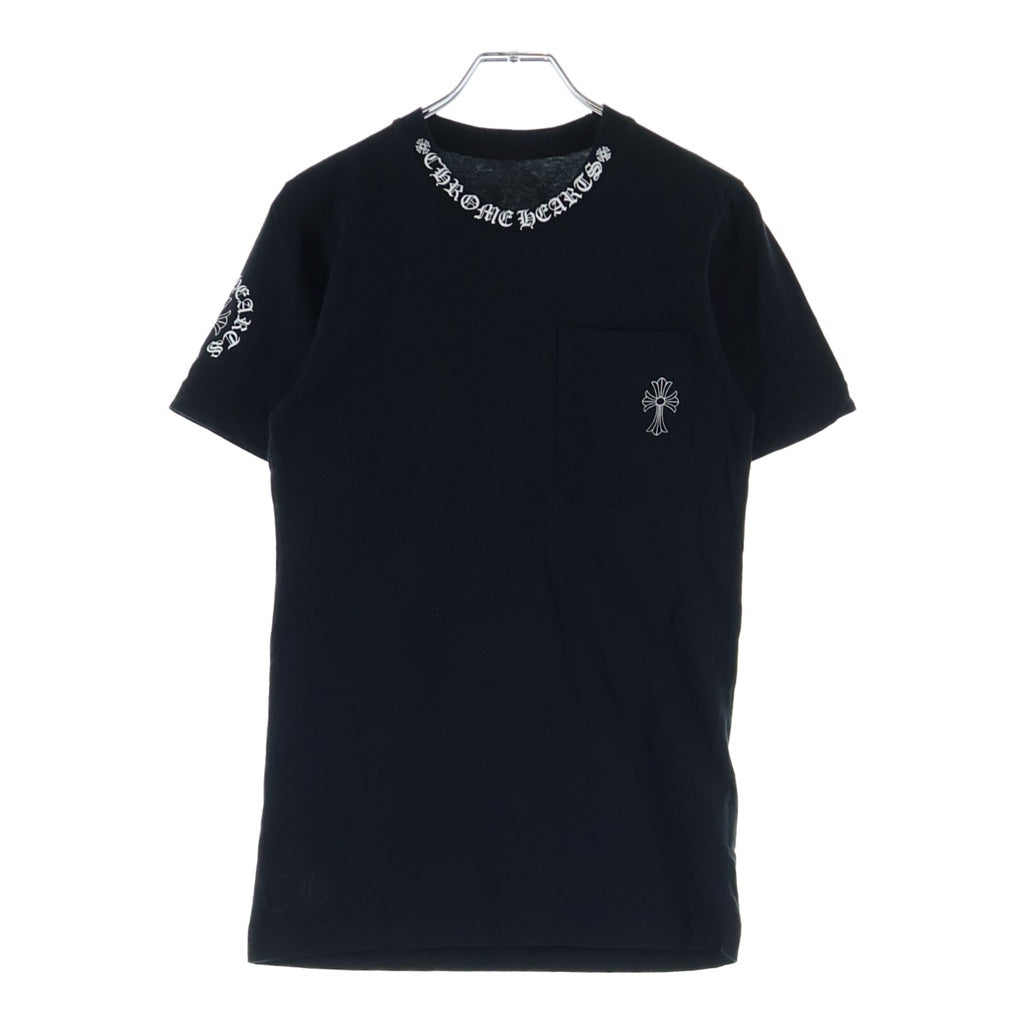 CHROME HEARTS(クロムハーツ) Neck Logo S/S TEE CHクロスプリント クルーネック半袖Tシャツカットソー ブラック