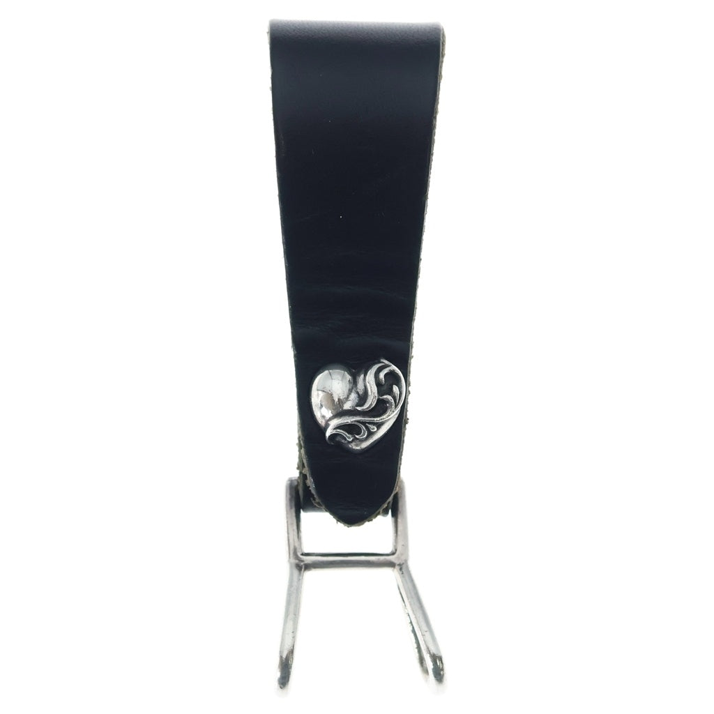 CHROME HEARTS(クロムハーツ) BELT LOOP ハートボタンレザーベルトループ シルバー/ブラック