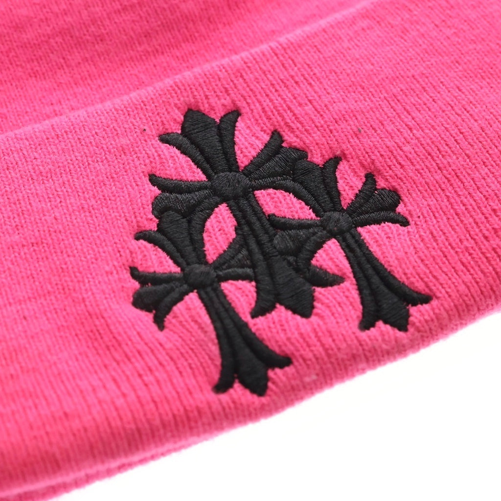 CHROME HEARTS(クロムハーツ) Cemetery Cross Beanie Neon Pink セメタリークロスパッチ ビーニー ニット帽 ピンク