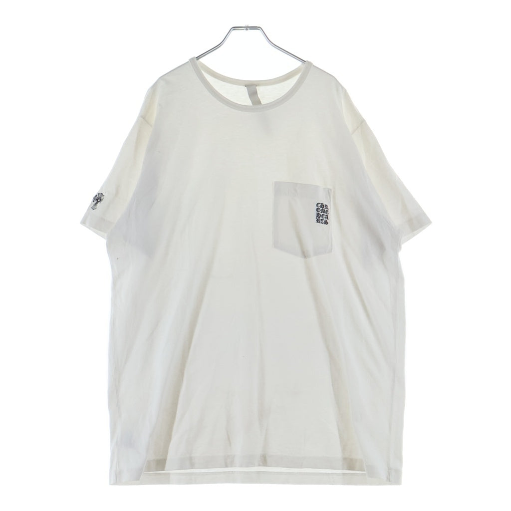 CHROME HEARTS(クロムハーツ) Y NOT S/S TEE フロントロゴ刺繍 袖CHクロス刺繍 クルーネック半袖Tシャツカットソー ホワイト