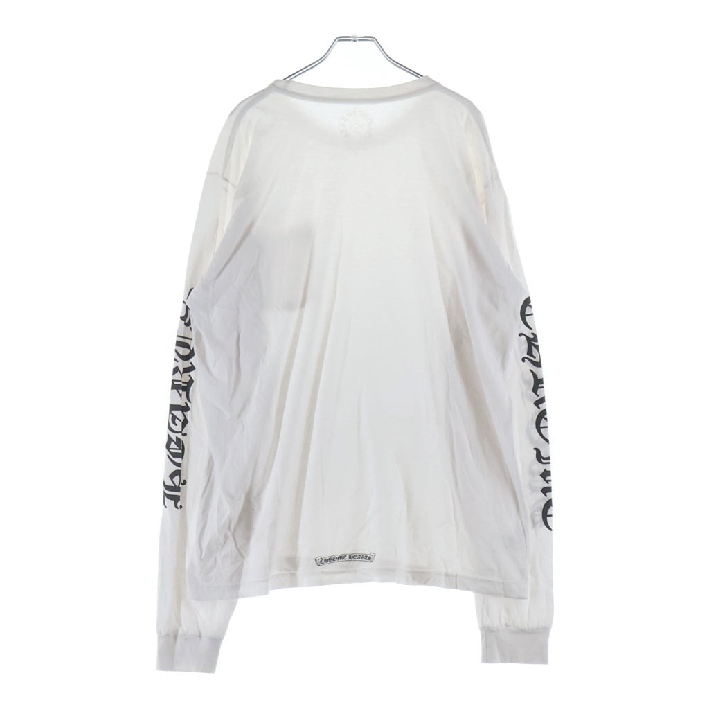 CHROME HEARTS(クロムハーツ) Neck Logo L/S TEE ネックロゴ クルーネック長袖Tシャツカットソー ホワイト