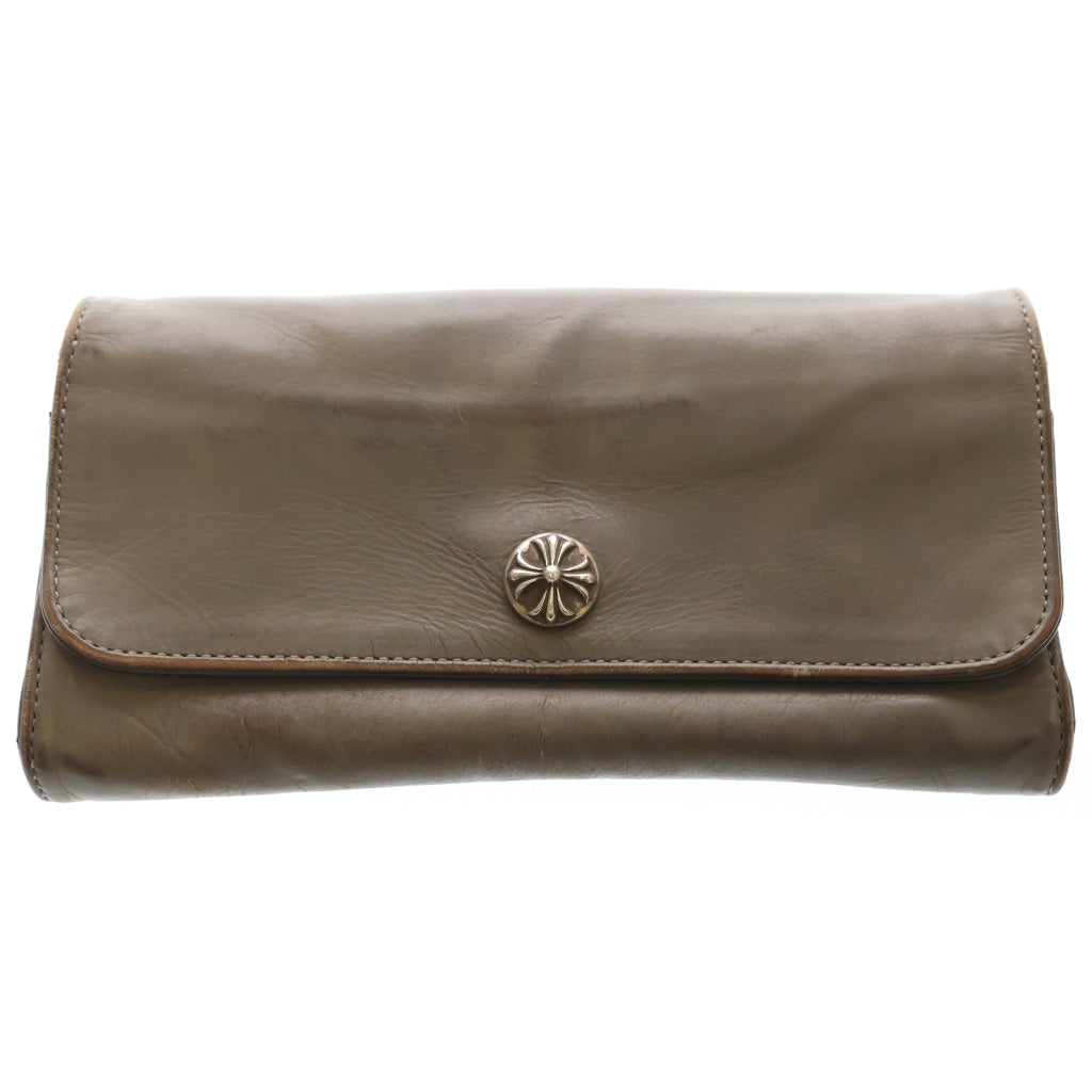 CHROME HEARTS(クロムハーツ) JUDY CROSS BALL ジュディ クロス ボール ボタン レザーウォレット 長財布 グレー