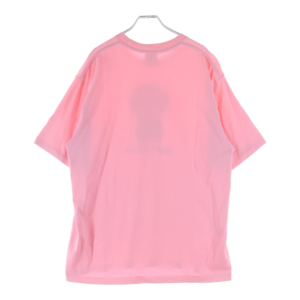 A BATHING APE(アベイシングエイプ) BABY MILO Ape Head ベイビーマイロ エイプヘッド フロントプリントクルーネック半袖Tシャツカットソー ピンク 002TEM301303M