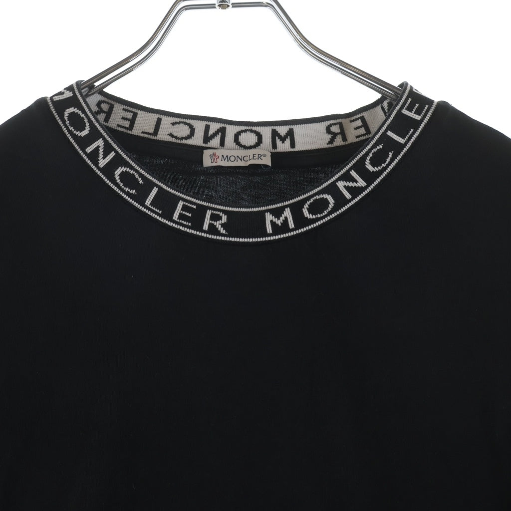 MONCLER(モンクレール) ネックロゴ クルーネック半袖Tシャツカットソー ブラック J10918C00024 8390T