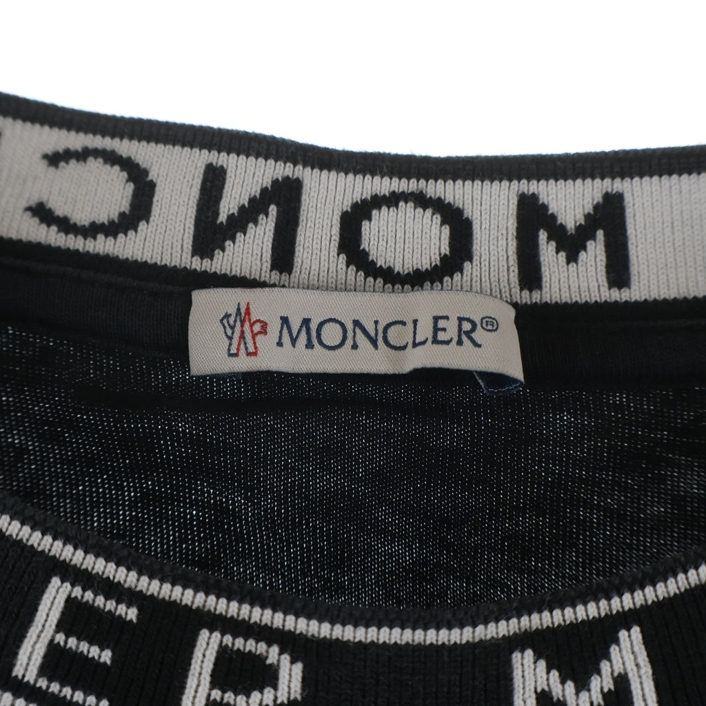 Moncler モンクレール　ネット生地とのコンビ　カットソー MONCLER(モンクレール) ネックロゴ クルーネック半袖Tシャツカットソー