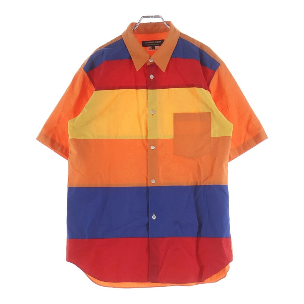 COMME des GARCONS HOMME DEUX(コムデギャルソン オムドゥ) 23SS ボーダーパネル切替半袖シャツ マルチカラー DK-B054