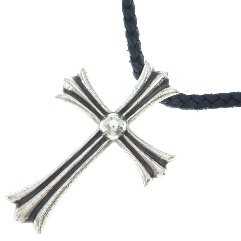 CHROME HEARTS(クロムハーツ) CH CRS LG BC ラージCHクロスペンダント Wボロチップ レザーブレイドネックレス シルバー BCA214