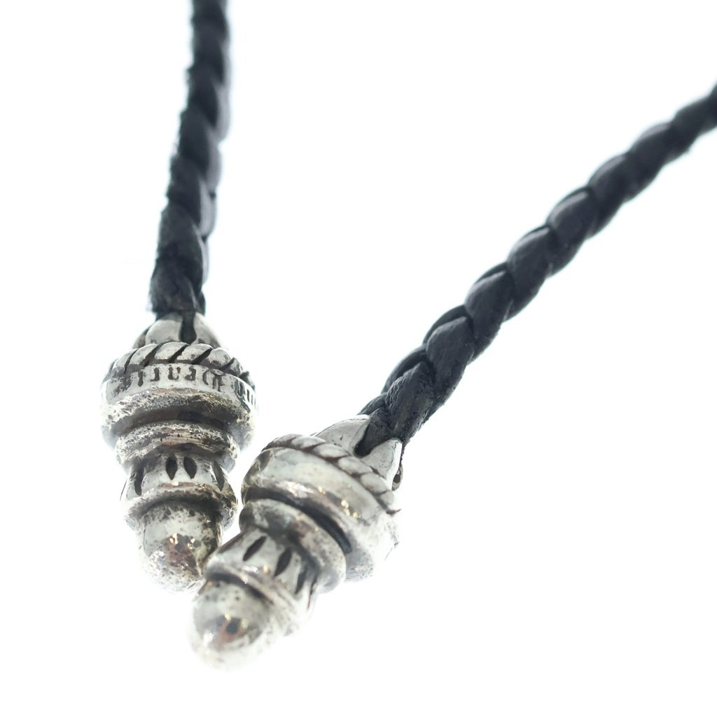 CHROME HEARTS(クロムハーツ) CH CRS LG BC ラージCHクロスペンダント Wボロチップ レザーブレイドネックレス シルバー BCA214