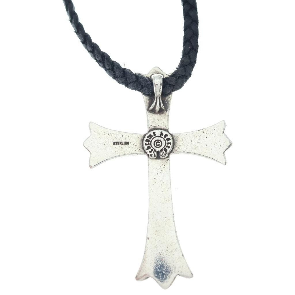 CHROME HEARTS(クロムハーツ) CH CRS LG BC ラージCHクロスペンダント Wボロチップ レザーブレイドネックレス シルバー BCA214