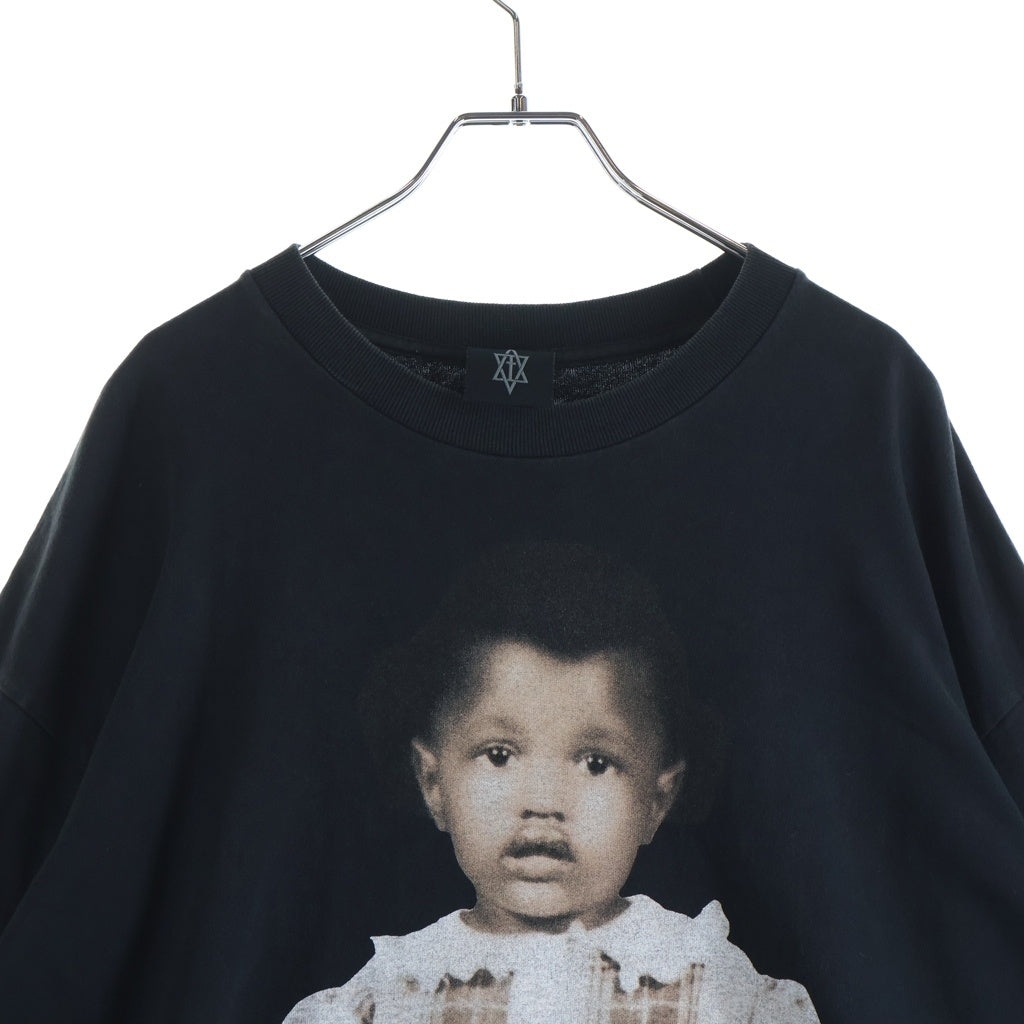NO BRAND(ノーブランド) KANYE WEST DONDA 2 Layer L/S T-shirt フロントプリント クルーネック長袖レイヤードTシャツカットソー ブラック