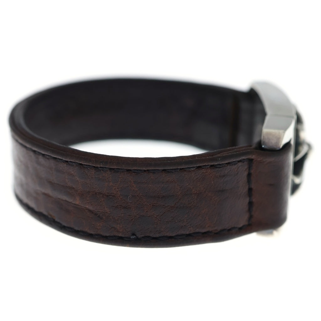 CHROME HEARTS(クロムハーツ) HARNESS CROSS BOX ハーネス クロスボックス レザーブレスレット シルバー/ブラウン