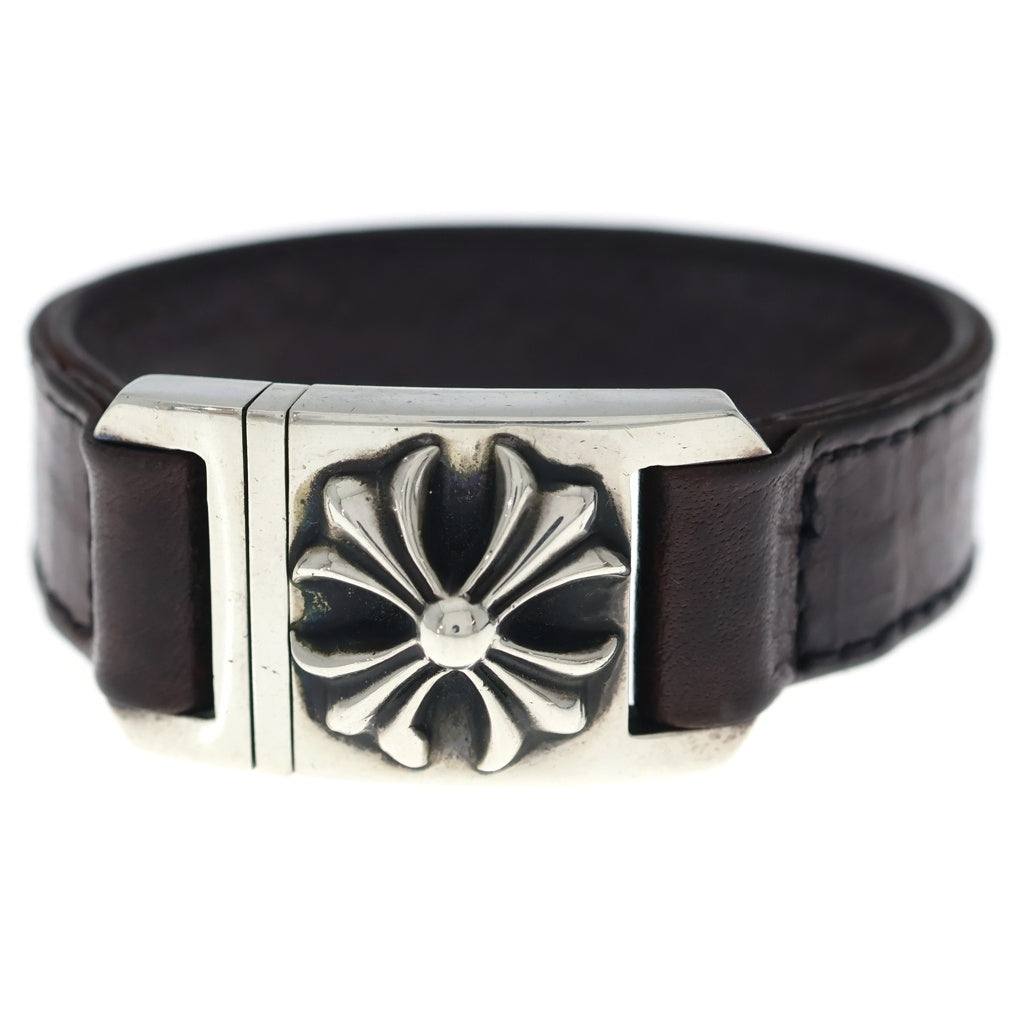 CHROME HEARTS(クロムハーツ) HARNESS CROSS BOX ハーネス クロスボックス レザーブレスレット シルバー/ブラウン