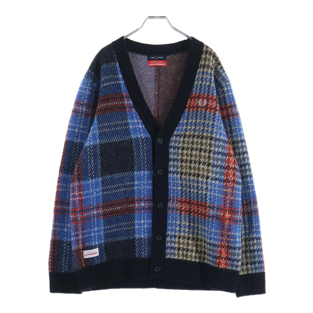FRED PERRY(フレッドペリー) ×Charles Jeffrey LOVERBOY ×チャールズジェフリーラバーボーイ ウール混チェックカーディガン マルチカラー