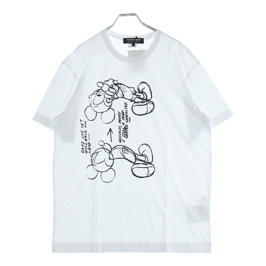 COMME des GARCONS HOMME DEUX(コムデギャルソン オムドゥ) 20AW ×Disney ×ディズニー フロントミッキーマウスプリント クルーネック半袖Tシャツカットソー ホワイト